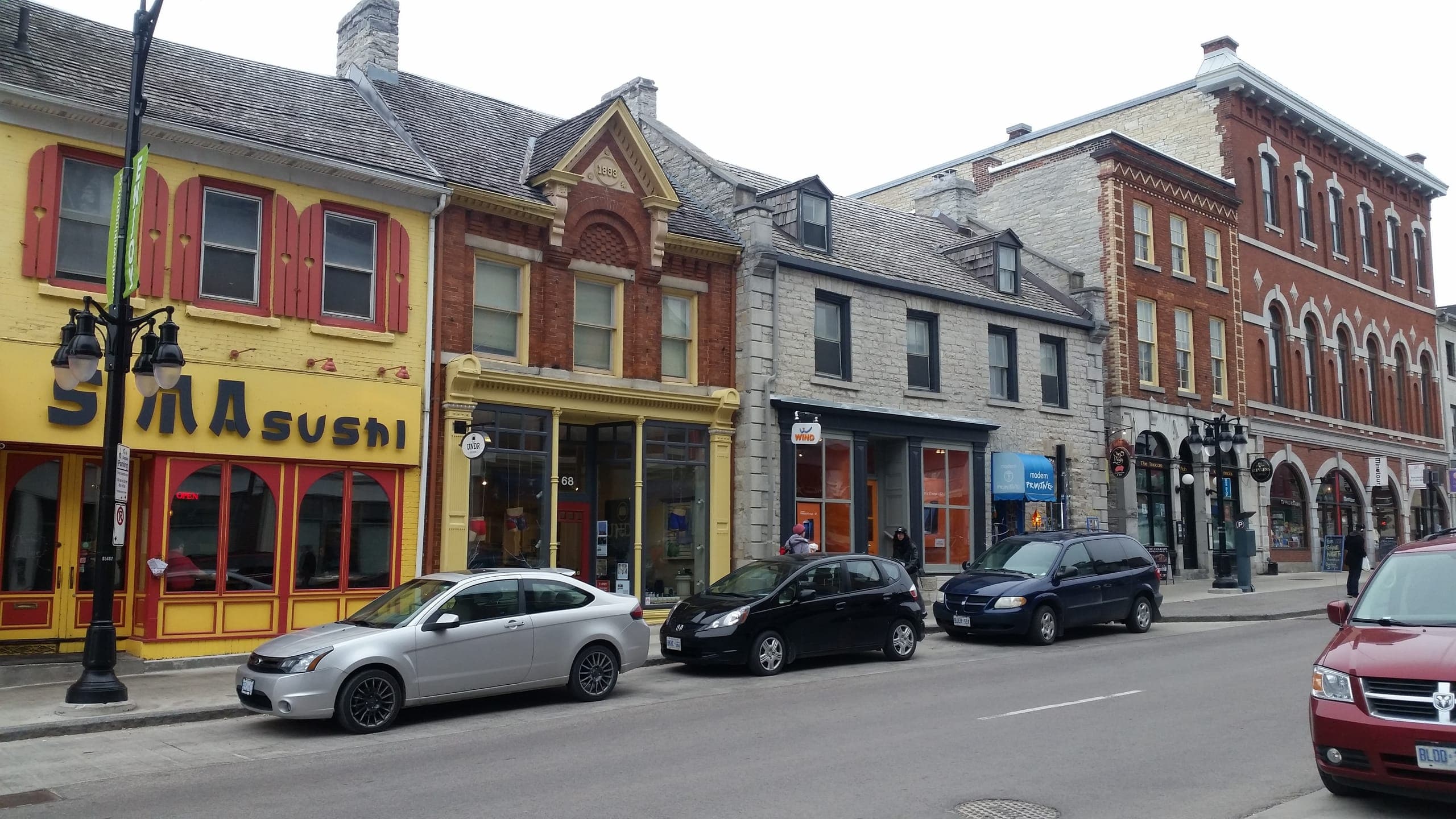 Storefronts on Princess Street in downtown Kingston