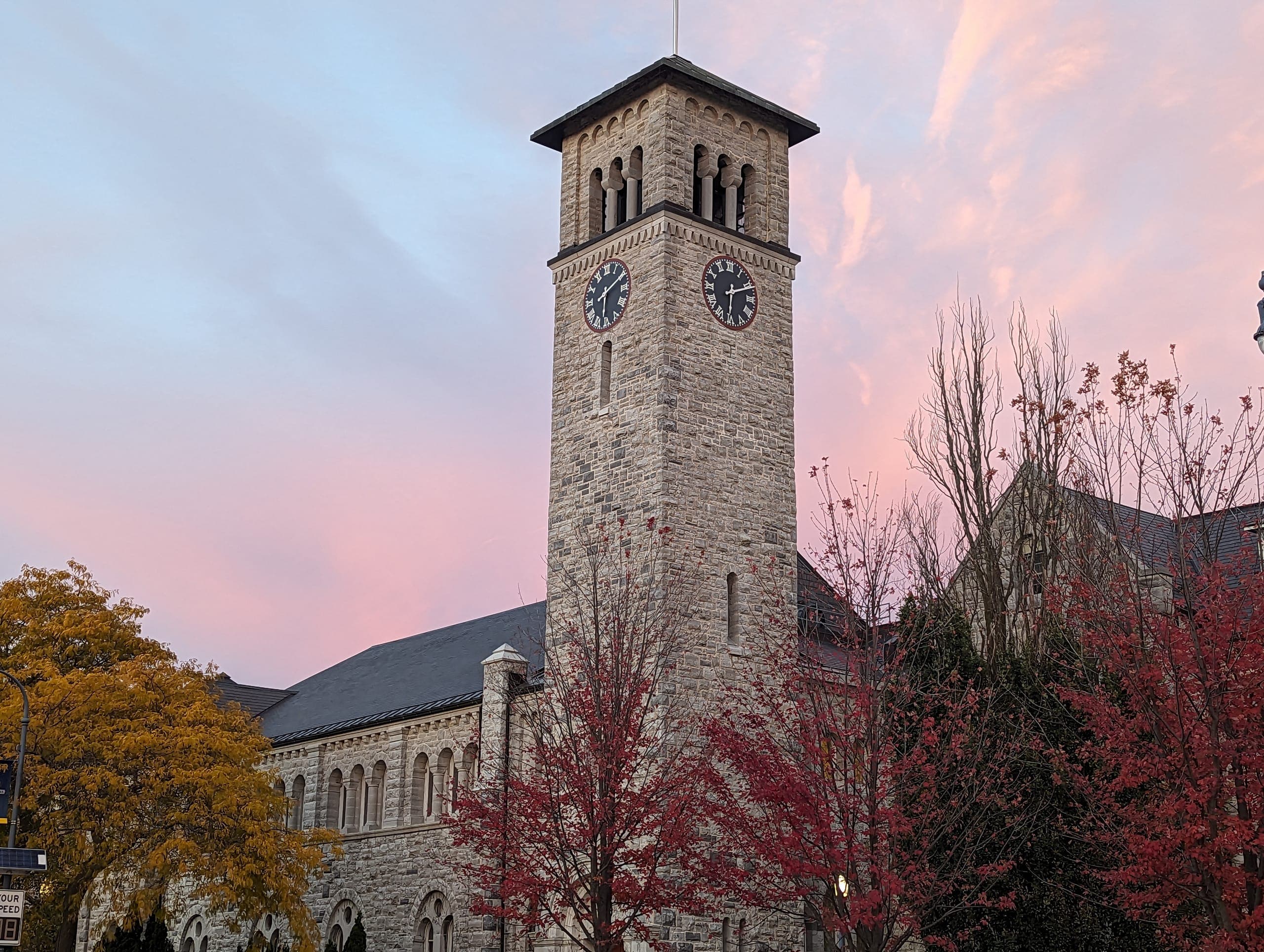 Grant Hall and its clock tower at Queen's University